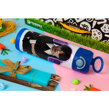 Wednesday moonlight, Easter candle, Childrens hot water bottle, stainless steel, with safety straw, BLUE (500ml)