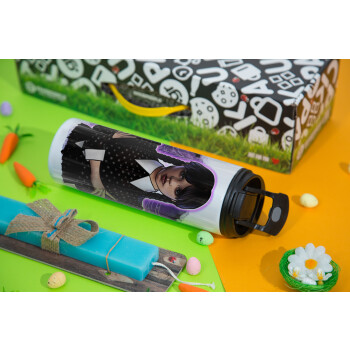 Wednesday moonlight, Easter candle,Travel Tumbler 2 Lids, with metal straw & cleaning brush & aromatic flat candle (30cm) (BLUE)