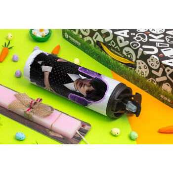 Wednesday moonlight, Easter candle,Travel Tumbler 2 Lids, with metal straw & cleaning brush & aromatic flat candle (30cm) (PINK)