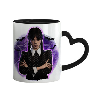 Wednesday moonlight, Mug heart black handle, ceramic, 330ml