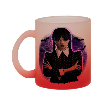 Wednesday moonlight, Κούπα γυάλινη δίχρωμη με βάση το κόκκινο ματ, 330ml