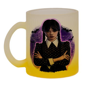 Wednesday moonlight, Κούπα γυάλινη δίχρωμη με βάση το κίτρινο ματ, 330ml