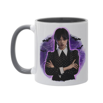 Wednesday moonlight, Κούπα χρωματιστή γκρι, κεραμική, 330ml