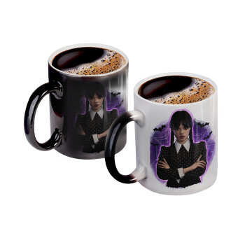 Wednesday moonlight, Color changing magic Mug, ceramic, 330ml when adding hot liquid inside, the black colour desappears (1 pcs)