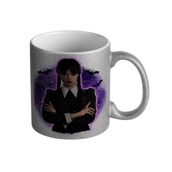 Wednesday moonlight, Κούπα Ασημένια Glitter που γυαλίζει, κεραμική, 330ml