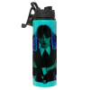 Metallic water bottle with safety lid, 850ml aluminum