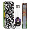 Easter candle, metallic white thermos bottle (500ml) & aromatic flat candle (30cm) (GRAY)