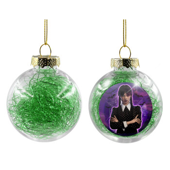 Wednesday moonlight, Χριστουγεννιάτικη μπάλα δένδρου διάφανη με πράσινο γέμισμα 8cm