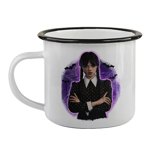 Wednesday moonlight — Enamel mug with black rim, 360ml