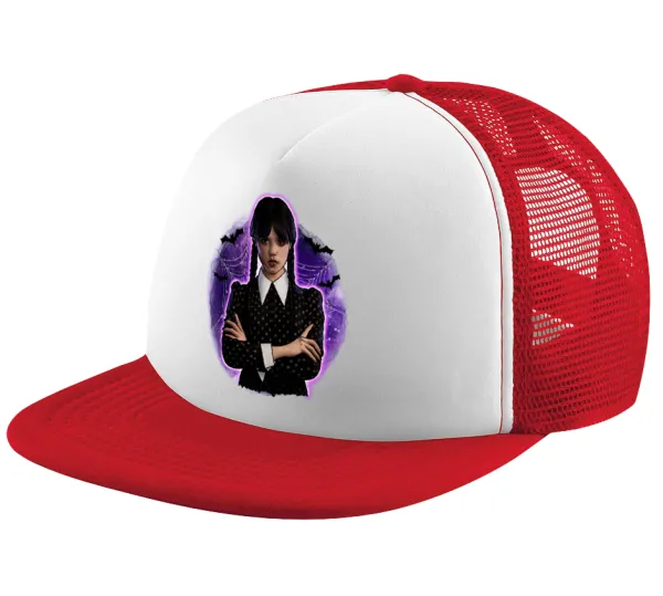 Wednesday moonlight — Καπέλο παιδικό Soft Trucker με Δίχτυ ΚΟΚΚΙΝΟ/ΛΕΥΚΟ (POLYESTER, ΠΑΙΔΙΚΟ, ONE SIZE)