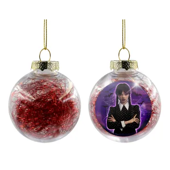 Wednesday moonlight, Transparent Christmas tree ball ornament with red filling 8cm
