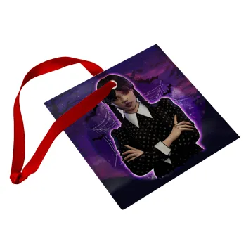 Wednesday moonlight, Christmas ornament, glass square ornament 9x9cm