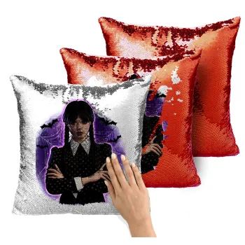 Wednesday moonlight, Μαξιλάρι καναπέ Μαγικό Κόκκινο με πούλιες 40x40cm περιέχεται το γέμισμα