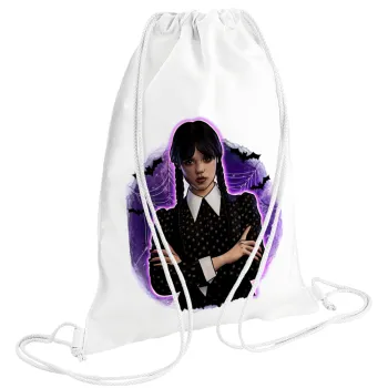 Wednesday moonlight, Τσάντα πλάτης πουγκί GYMBAG λευκή (28x40cm)