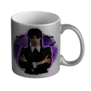 Wednesday moonlight, Κούπα Ασημένια Glitter που γυαλίζει, κεραμική, 330ml