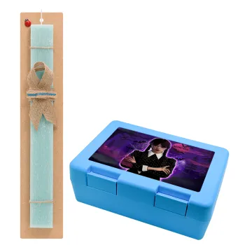 Wednesday moonlight, Easter Set, children's snack container BLUE & Easter aromatic flat candle (30cm) (TURQUOISE)