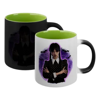 Wednesday moonlight, Κούπα Μαγική εσωτερικό πράσινο, κεραμική 330ml που αλλάζει χρώμα με το ζεστό ρόφημα