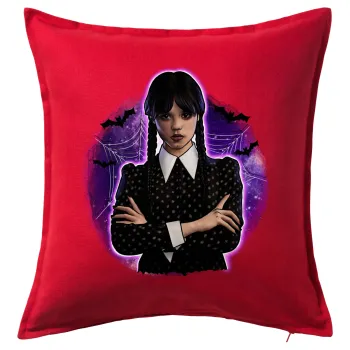 Wednesday moonlight, Μαξιλάρι καναπέ Κόκκινο 100% βαμβάκι, περιέχεται το γέμισμα (50x50cm)