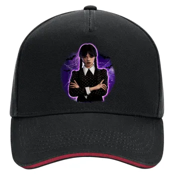 Wednesday moonlight, DRILL Adult Ultimate Hat BLACK/RED, (100% COTTON, ADULT, UNISEX, ONE SIZE)