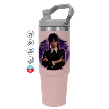 Wednesday moonlight, ΡΟΖ χρώματος Θερμός Ανοξείδωτο 890ml (30oz) με χερούλι