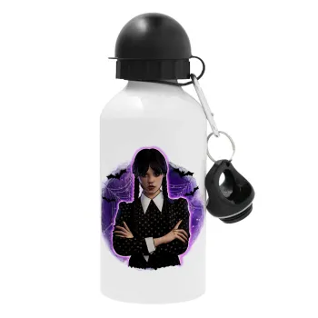 Wednesday moonlight, Metal water bottle, White, aluminum 500ml