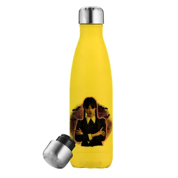 Wednesday moonlight, Yellow Stainless Steel Metallic Thermos, double-walled, 500ml