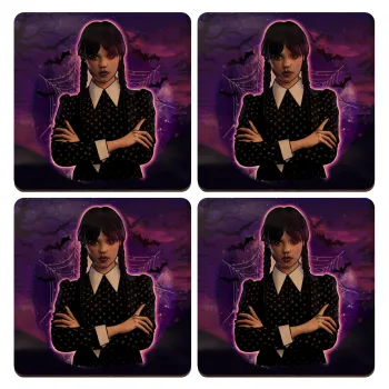 Wednesday moonlight, ΣΕΤ x4 Σουβέρ ξύλινα τετράγωνα plywood (9cm)