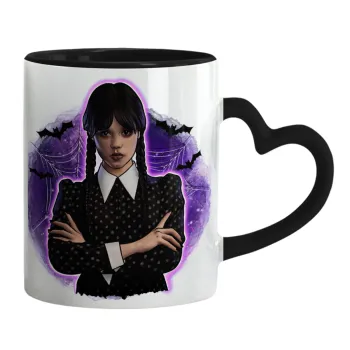 Wednesday moonlight, Mug heart black handle, ceramic, 330ml
