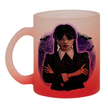 Wednesday moonlight, Κούπα γυάλινη δίχρωμη με βάση το κόκκινο ματ, 330ml