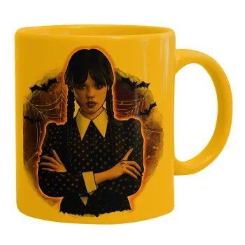 Wednesday moonlight, Ceramic coffee mug yellow, 330ml