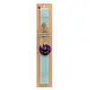 Easter Set, wooden keychain & aromatic flat Easter candle (30cm) (TURQUOISE)