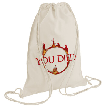 You Died | Dark Souls, Τσάντα πλάτης πουγκί GYMBAG natural (28x40cm)