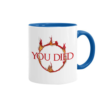 You Died | Dark Souls, Mug colored blue, ceramic, 330ml