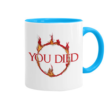 You Died | Dark Souls, Mug colored light blue, ceramic, 330ml