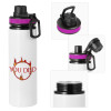 Metallic water bottle with safety lid, 850ml aluminum