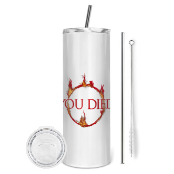 You Died | Dark Souls, Eco friendly stainless steel tumbler 600ml, with metal straw & cleaning brush