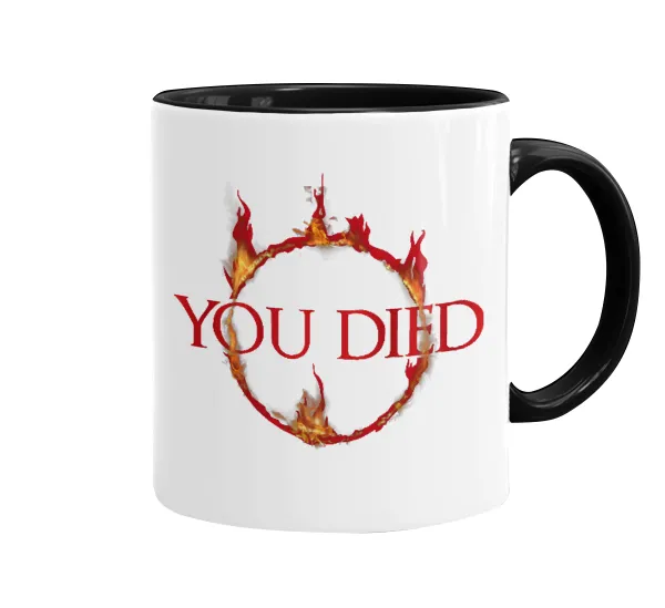 You Died | Dark Souls — Κούπα χρωματιστή μαύρη, κεραμική, 330ml