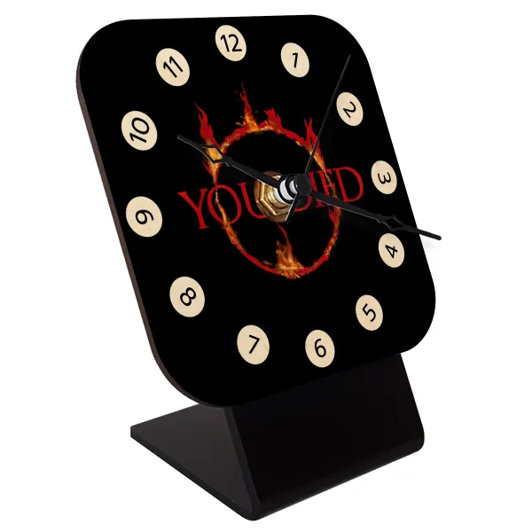 You Died | Dark Souls — Quartz Table clock in natural wood (10cm)