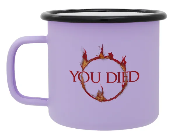 You Died | Dark Souls — Metal enamel mug, matte light pastel purple, 360ml