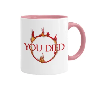 You Died | Dark Souls, Mug colored pink, ceramic, 330ml