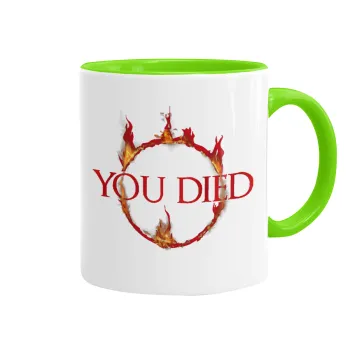 You Died | Dark Souls, Mug colored light green, ceramic, 330ml