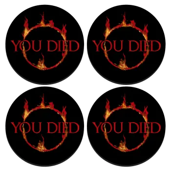 You Died | Dark Souls, SET of 4 round wooden coasters (9cm)