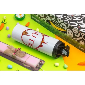 You Died | Dark Souls, Easter candle,Travel Tumbler 2 Lids, with metal straw & cleaning brush & aromatic flat candle (30cm) (PINK)