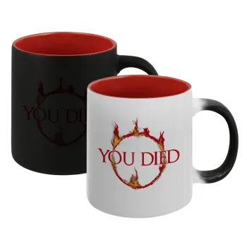 You Died | Dark Souls, Κούπα Μαγική εσωτερικό κόκκινο, κεραμική, 330ml που αλλάζει χρώμα με το ζεστό ρόφημα