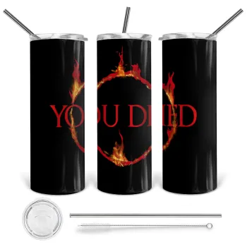 You Died | Dark Souls, Tumbler stainless steel 600ml, with metal straw & cleaning brush