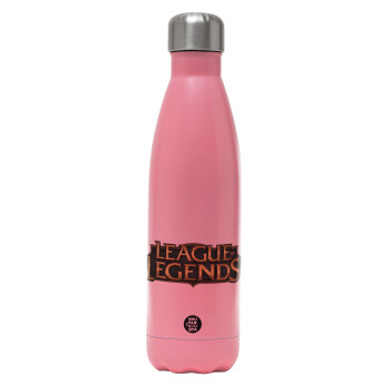 League of Legends LoL, Μεταλλικό παγούρι θερμός Ροζ Ματ (Stainless steel), διπλού τοιχώματος, 500ml