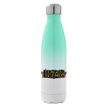League of Legends LoL, Μεταλλικό παγούρι θερμός Πράσινο/Λευκό (Stainless steel), διπλού τοιχώματος, 500ml