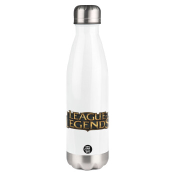 League of Legends LoL, Μεταλλικό παγούρι θερμός Λευκό (Stainless steel), διπλού τοιχώματος, 500ml