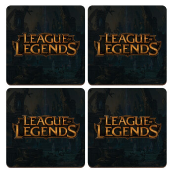 League of Legends LoL, ΣΕΤ x4 Σουβέρ ξύλινα τετράγωνα plywood (9cm)