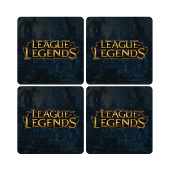 League of Legends LoL, ΣΕΤ 4 Σουβέρ ξύλινα τετράγωνα (9cm)